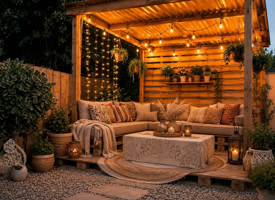 12 ideeën voor een stijlvolle pallettafel. 6 Bohemian stijl pallet terras