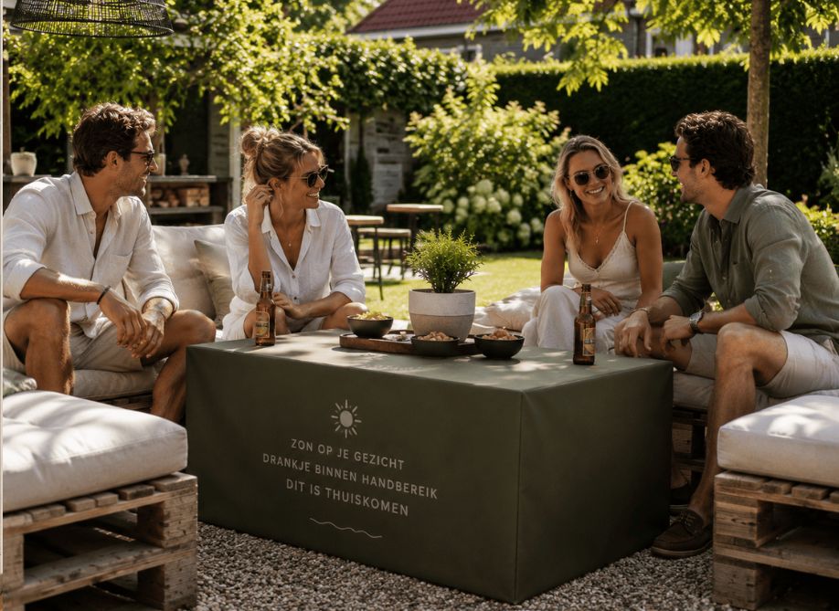 Start jouw project 16 Friends garden setting with pallet cover