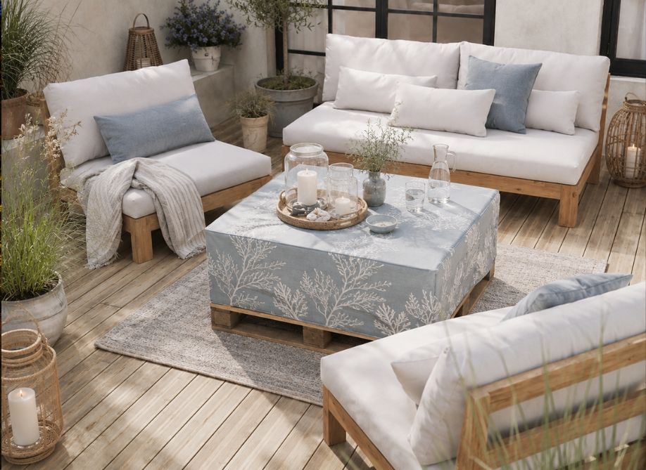 12 ideeën voor een stijlvolle pallettafel. 11 Zonnig boho lounge op terras